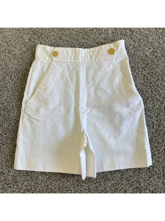Vintage Yves Saint Laurent Women's Sz Small White High-Waist Cotton Shorts - Picture 12 of 12